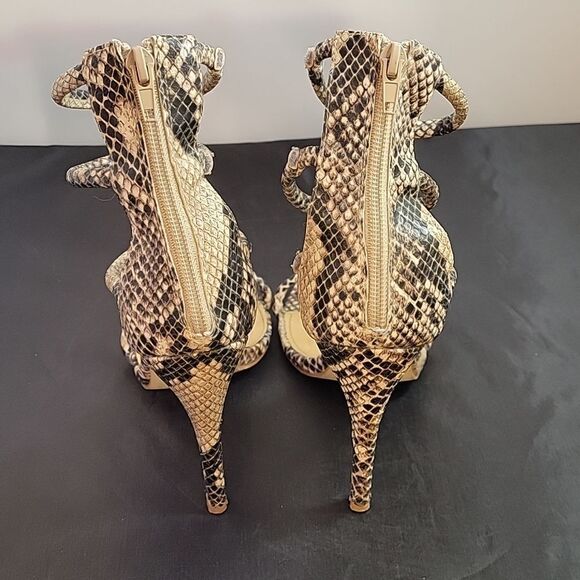 PRETTY LITTLE THING SNEAKER SKIN POINTED TOE 4-STRAP HIGH HEEL STILETTOS SANDAL - Picture 7 of 14